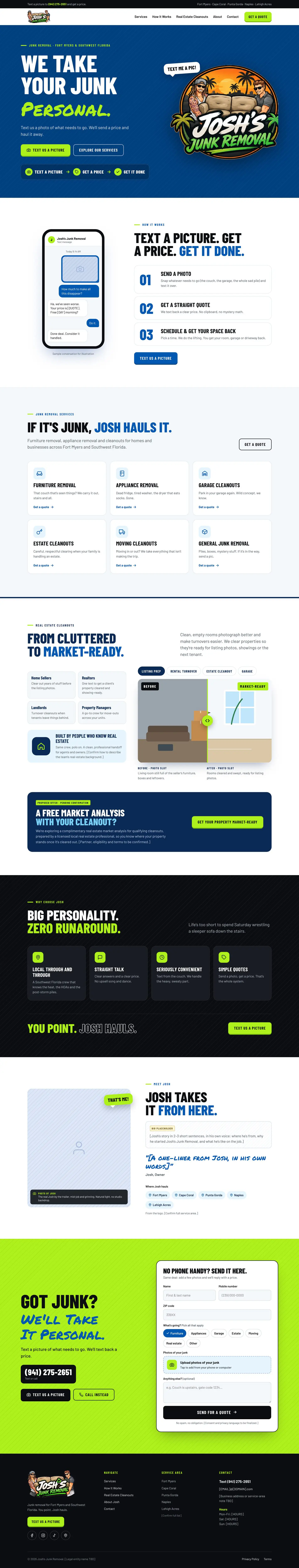Josh’s Junk Removal concept, full homepage